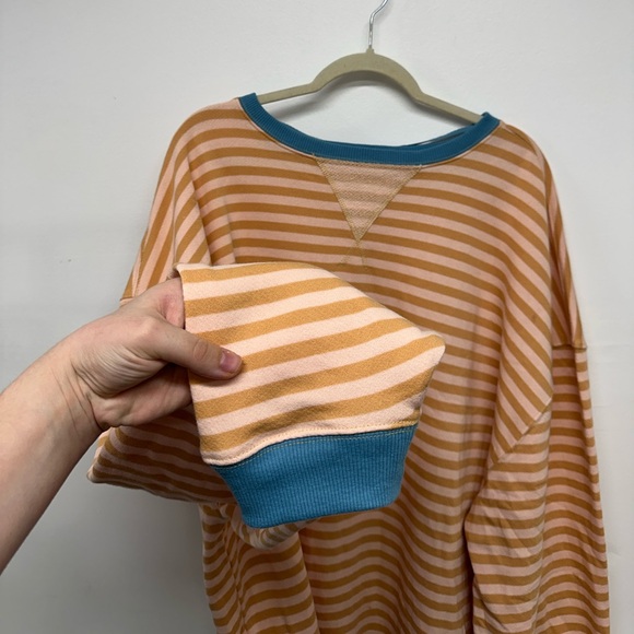 Free People Classic Striped Crewneck Latte Combo Medium*Retired (NEW $98) - Picture 3 of 8